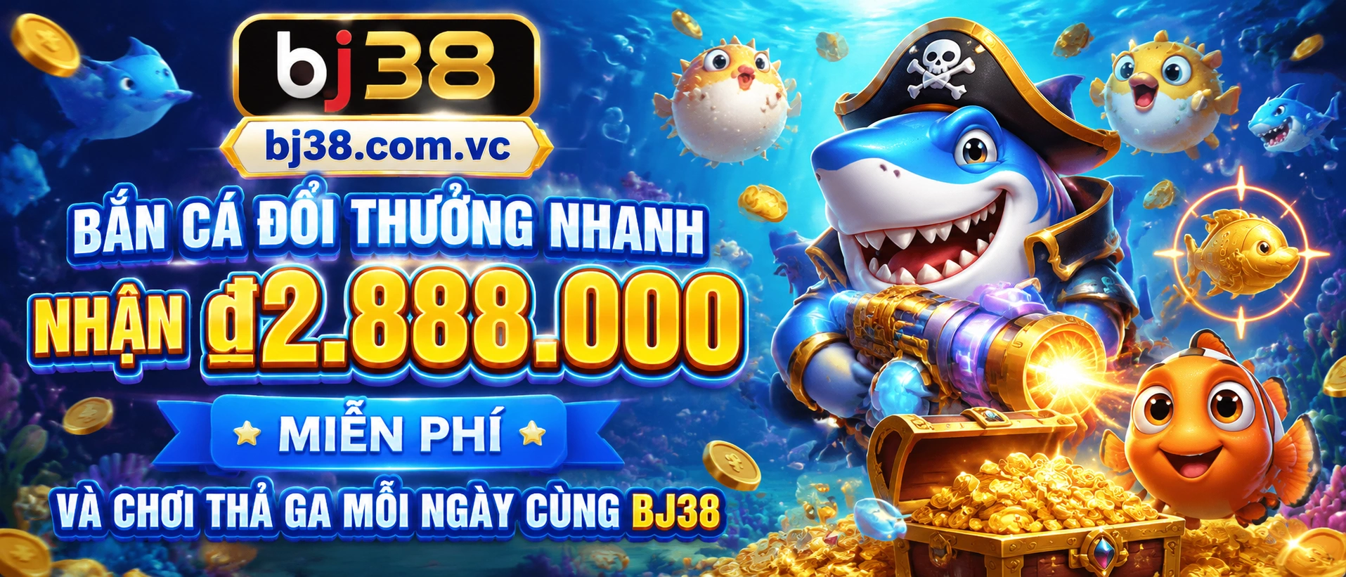 BJ38 Bắn Cá - sảnh game theo phòng với chủ đề đại dương