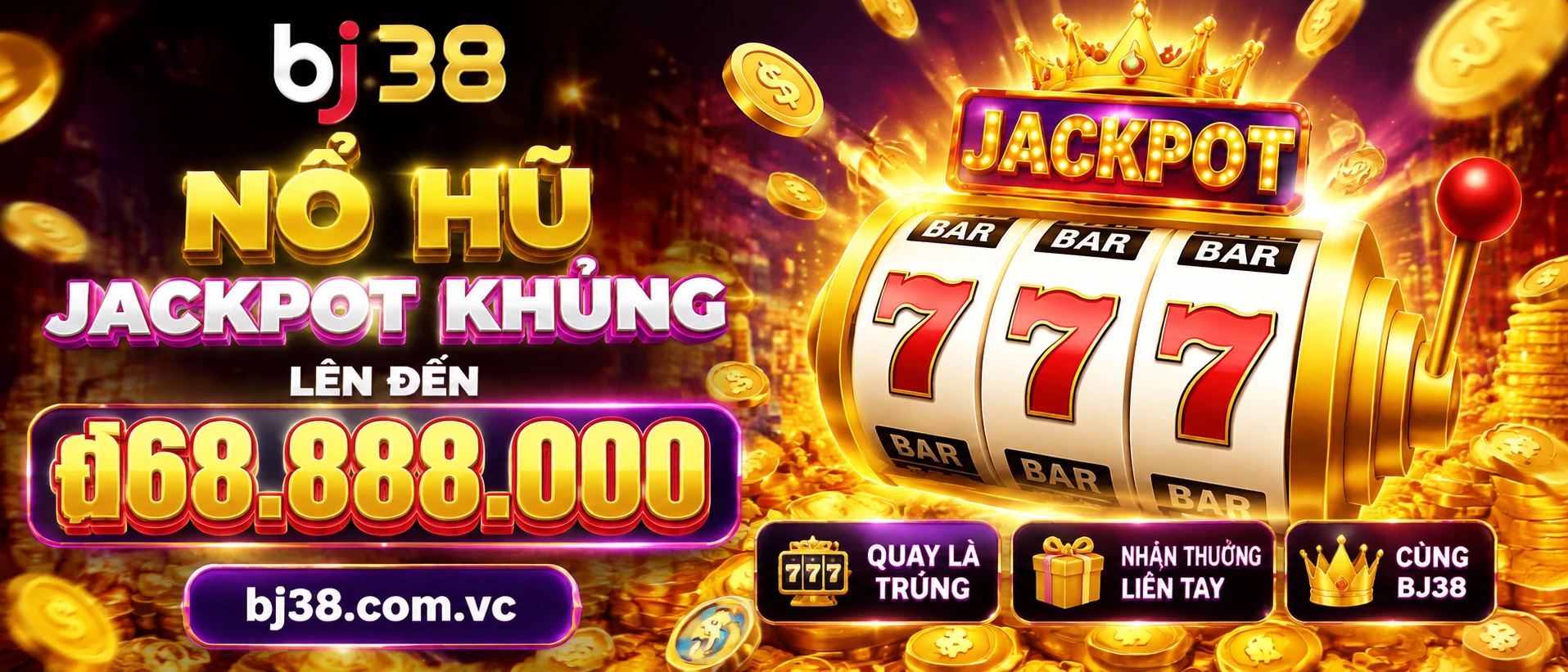 Màn hình BJ38 Nổ Hũ với giao diện chọn game và khu vực thưởng