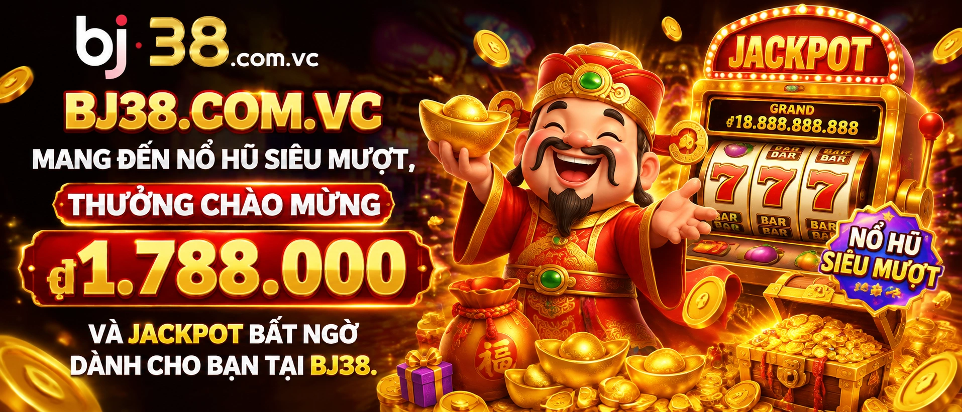 Khu BJ38 Nổ Hũ hiển thị danh mục game và thông tin phần thưởng